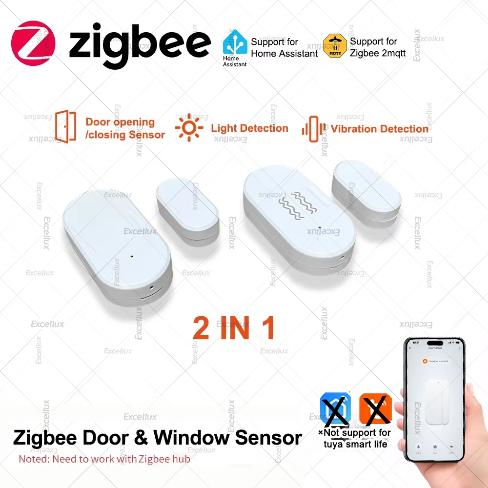 Home Security Business - Zigbee 3.0 ドア窓センサー輝度/振動センサースマートホームセキュリティ保護警報ドア開閉検出器