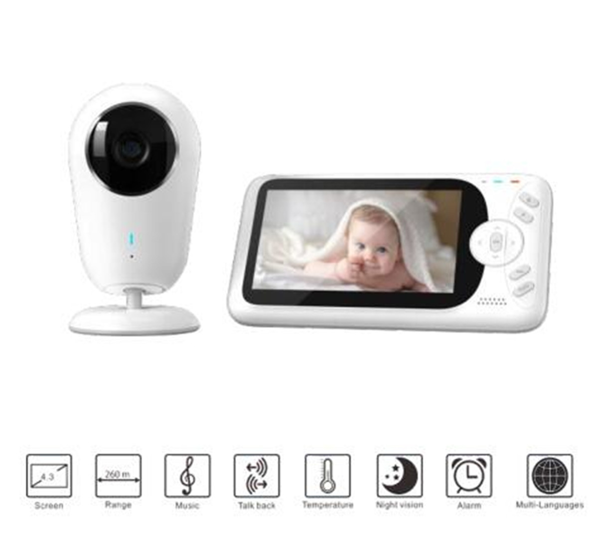 Home Security With Monitoring - 4.3 インチ 1080P フル HD ワイヤレスベビーモニター