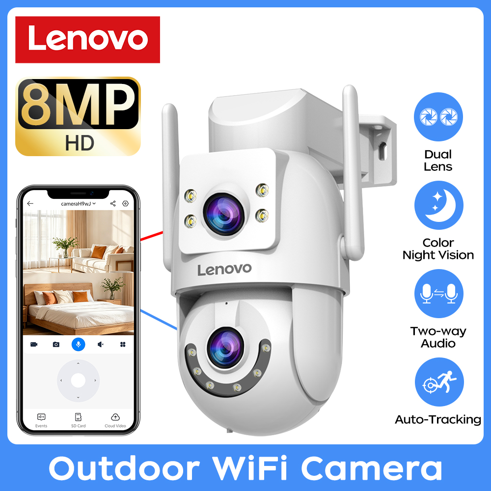 Home Security Monitoring Service - レノボ 8MP 屋外監視カメラ 5G Wifi デュアルレンズ
