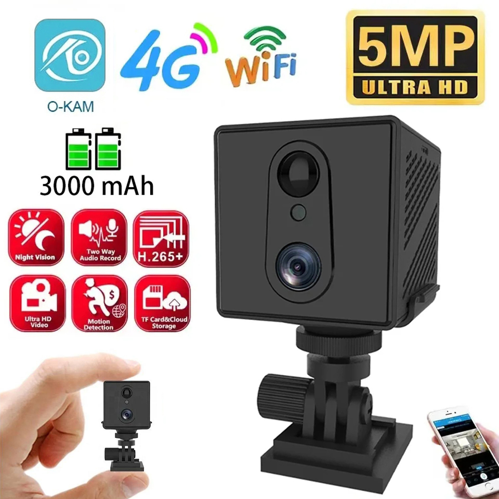 Home Security La - 5MP 4G SIM カードミニカメラ屋内ナイトビジョン監視セキュリティ監視充電式 3000 mAh