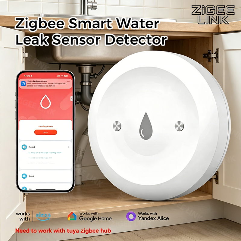 Home Security With Monitoring - Zigbee3.0 スマート水漏れセンサー スマートライフアプリ リモート監視 洪水警報 オーバーフローセキュリティ
