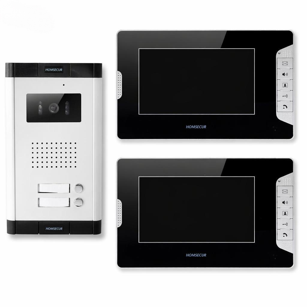 Home Security And Camera System - 4線式2世帯用ビデオドアホンインターホンシステム、7インチモニター、有線ホームセキュリティドアベル、夜間視覚カメラキット