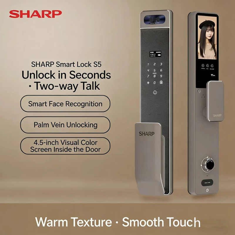 Home Security Battery - シャープ S5-FV 全自動スマートロック 顔認識、掌紋、指紋、パスワードロック解除機能付き ホームセキュリティドアロック用