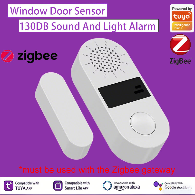 Window Alarm Sensor - Tuya Zigbee ワイヤレスドアウィンドウ接触センサー 130DB サウンドアラーム スマートライフ