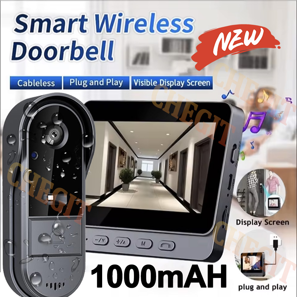 Home Security Monitoring Service - ワイヤレス Wifi ドアベルカメラ 1080P ビデオインターホンドアベル防水 4.3