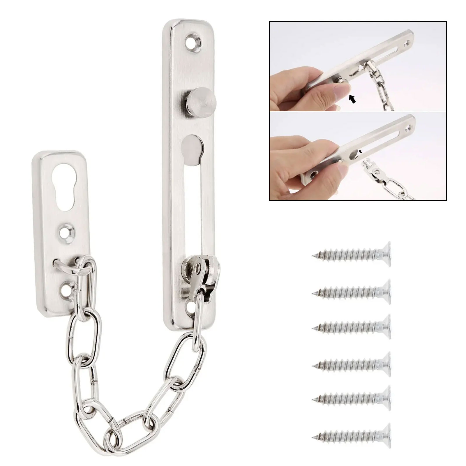 Door Chain Guard - 頑丈なセキュリティドアスライディングチェーンロック安全パンチフリードアチェーンロック寝室、ホテル、ホームステイ用盗難防止ラッチバックル