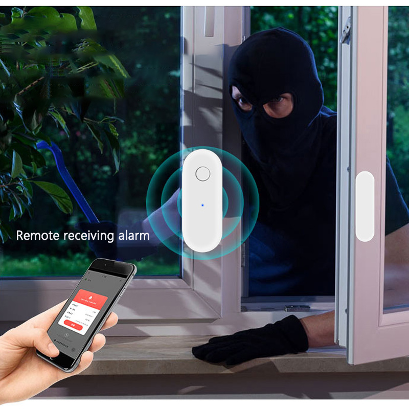 Window Alarm Sensor - リモート受信アラーム Wi-Fi インテリジェントドア磁気検知器 グラフィティドアおよび窓侵入センサー Google Home