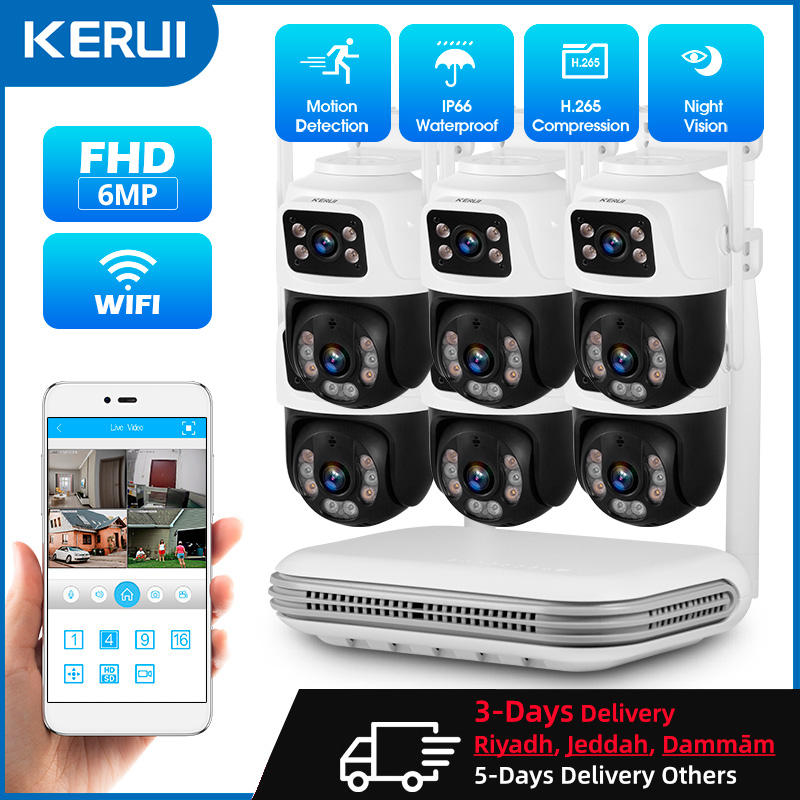 Home Security And Camera System - Kerui-ホームセキュリティ監視カメラシステム,ワイヤレス,防水,デュアルレンズ,ptz,Wifi,ip, 8ch, nvr, h.265, cctvキット