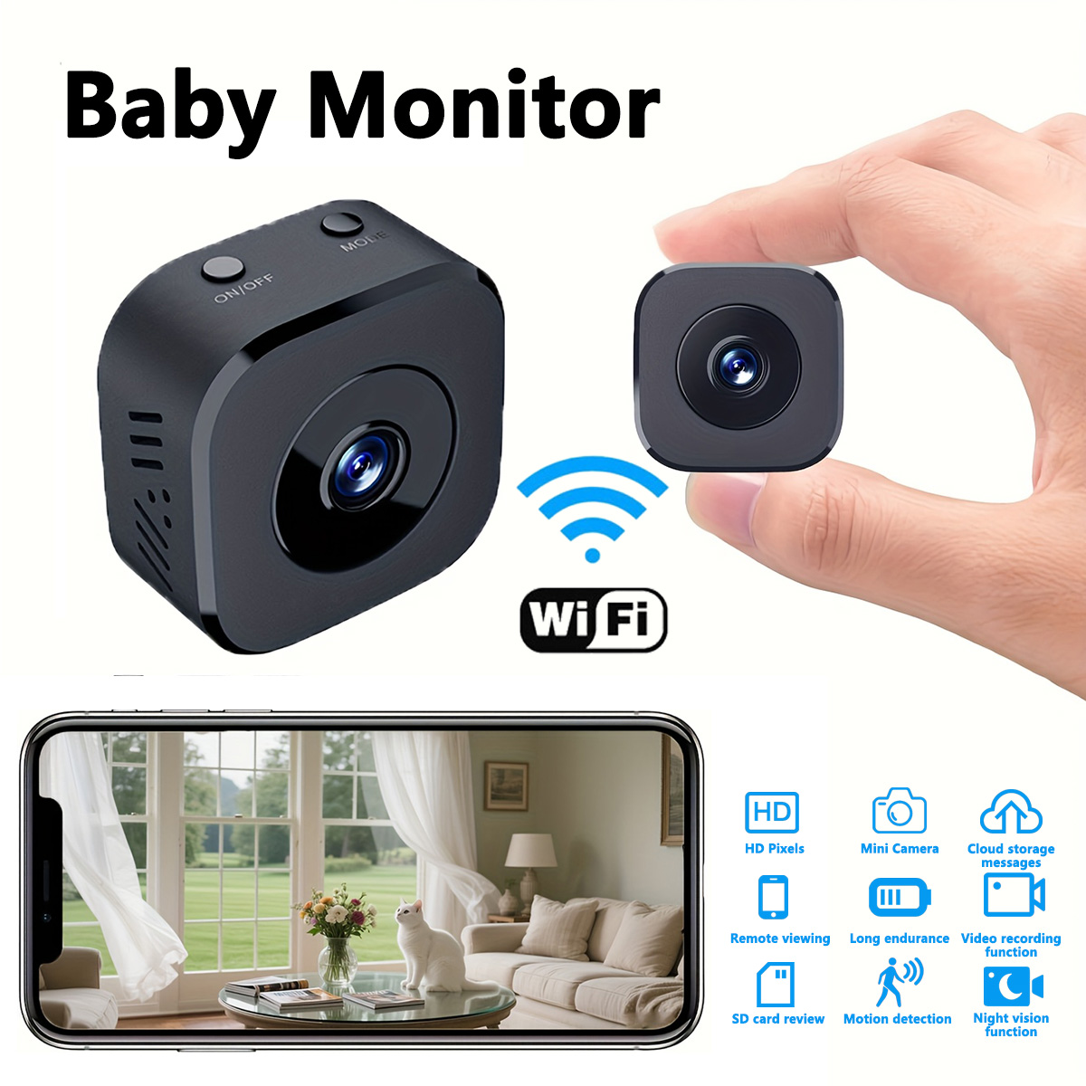 Home Security With Monitoring - 1080P HD ミニ WiFi カメラ屋内安全セキュリティ監視ベビーモニターナイトビジョンビデオカメラ IP