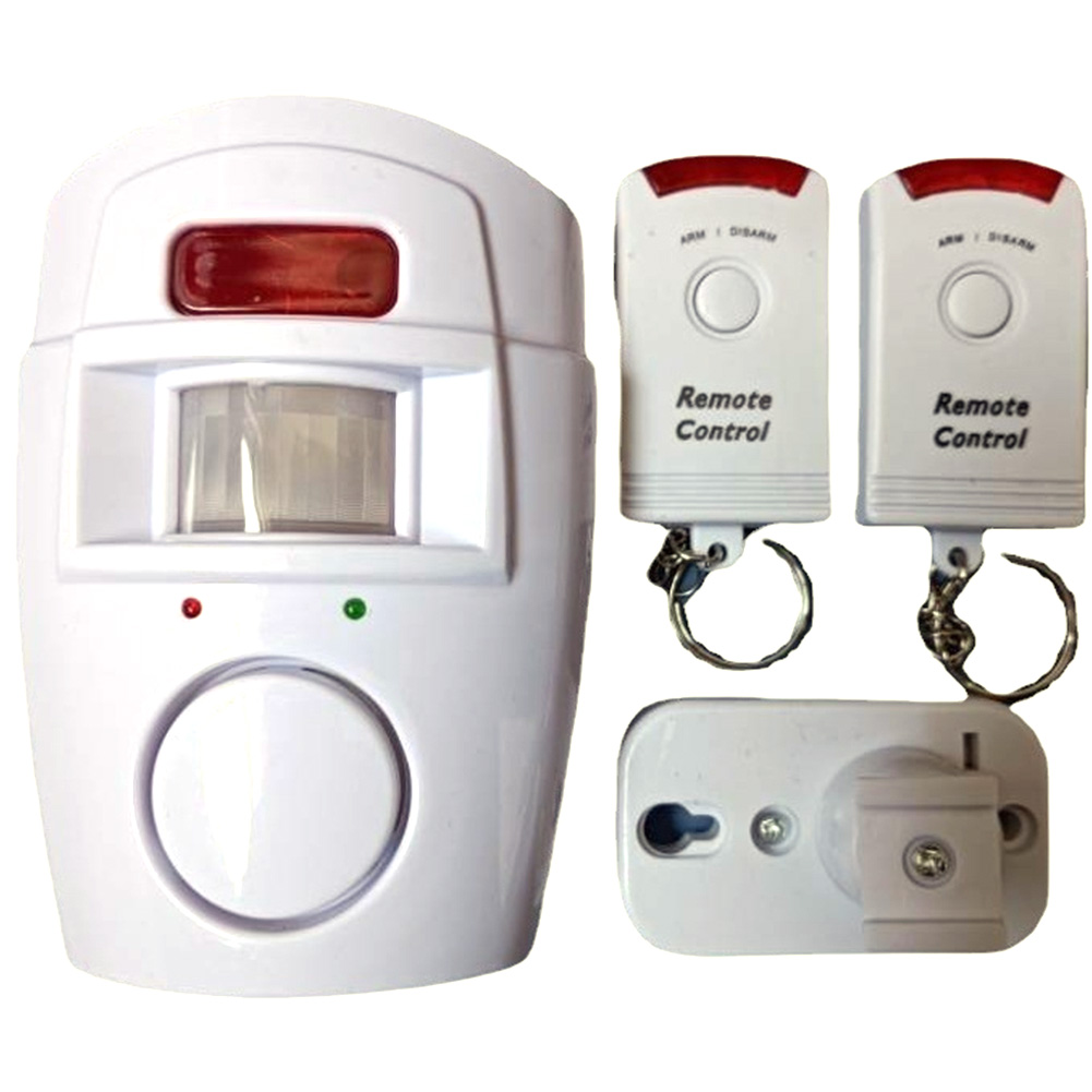 Home Security Battery - 2つのリモコン,赤外線センサー,バッテリー駆動の家庭用セキュリティシステムを備えたワイヤレスモーションセンサー