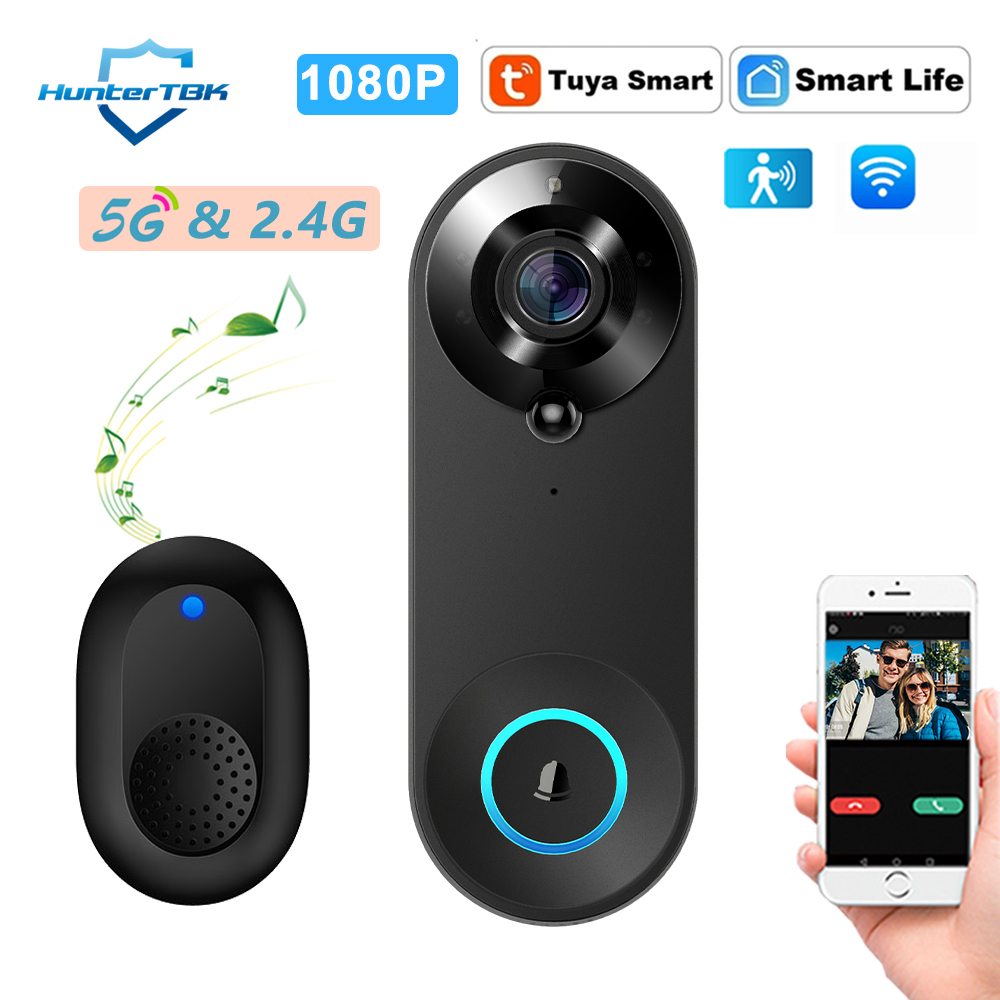 Home Security Monitoring Service - 5G 2.4G WiFi ビデオドアベル 1080P ワイヤレスカメラドアベル