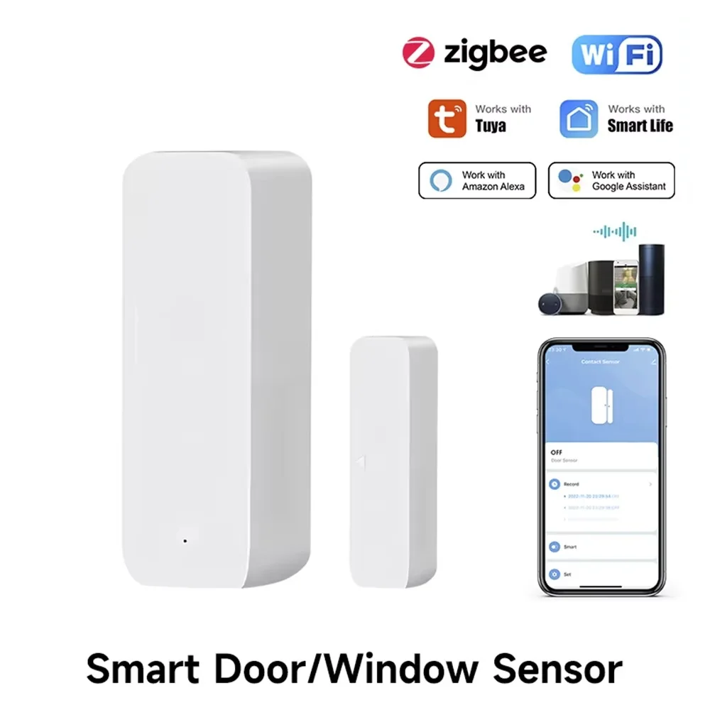 Window Alarm Sensor - Tuya Zigbee/WiFi 磁気ドア/窓センサー 開閉アラーム検知器 スマートライフアプリ Alexa/Google