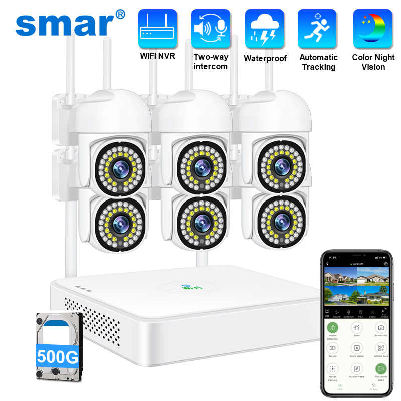 Home Security La - Smar 3MP ワイヤレス CCTV セキュリティカメラシステム PTZ