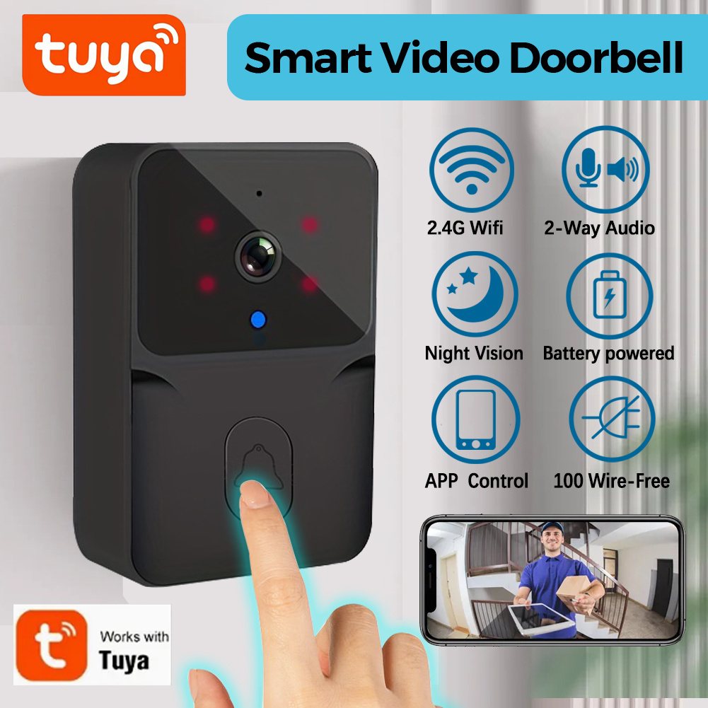 Home Security Monitoring Service - Tuya ワイヤレススマートビデオドアベル、2.4G WiFi ホームセキュリティカメラ、双方向オーディオ、ナイトビジョン、バッテリー、安全なホームモニタリング