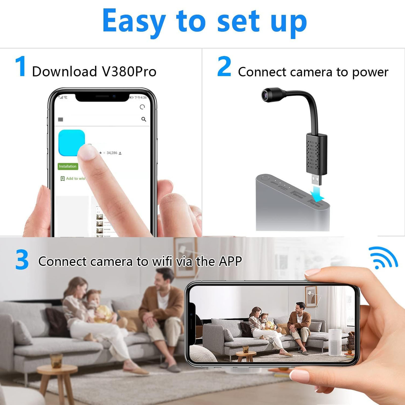 ミニwifiワイヤレスセキュリティカメラ,正確な色再現,家庭 - Home Security Monitoring Service のレビューと価格