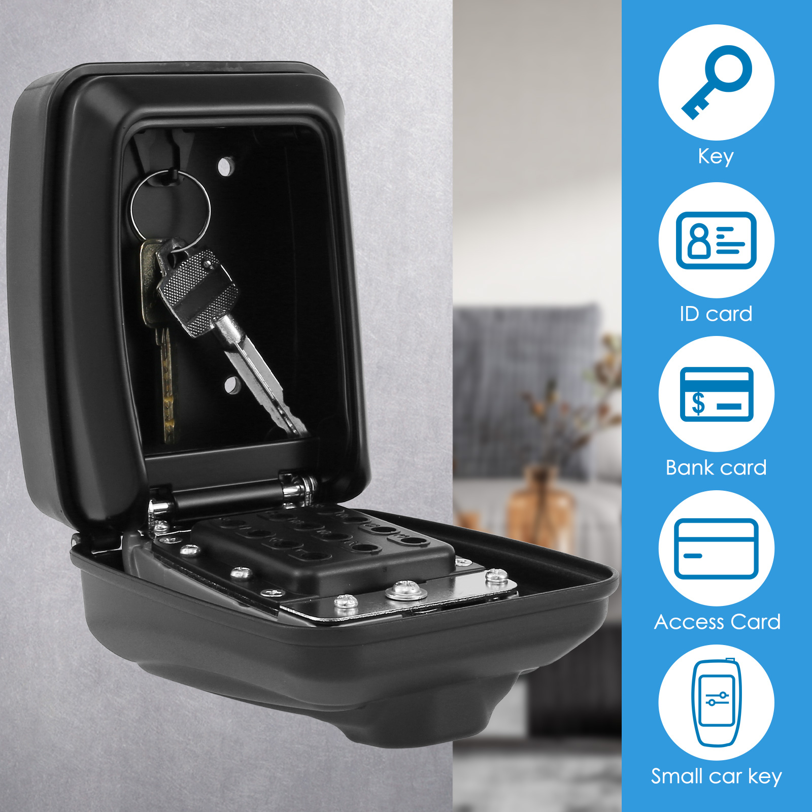 キーロックボックス 壁掛け秘密コード セキュリティキー金庫  - Home Security Tips のレビューと価格