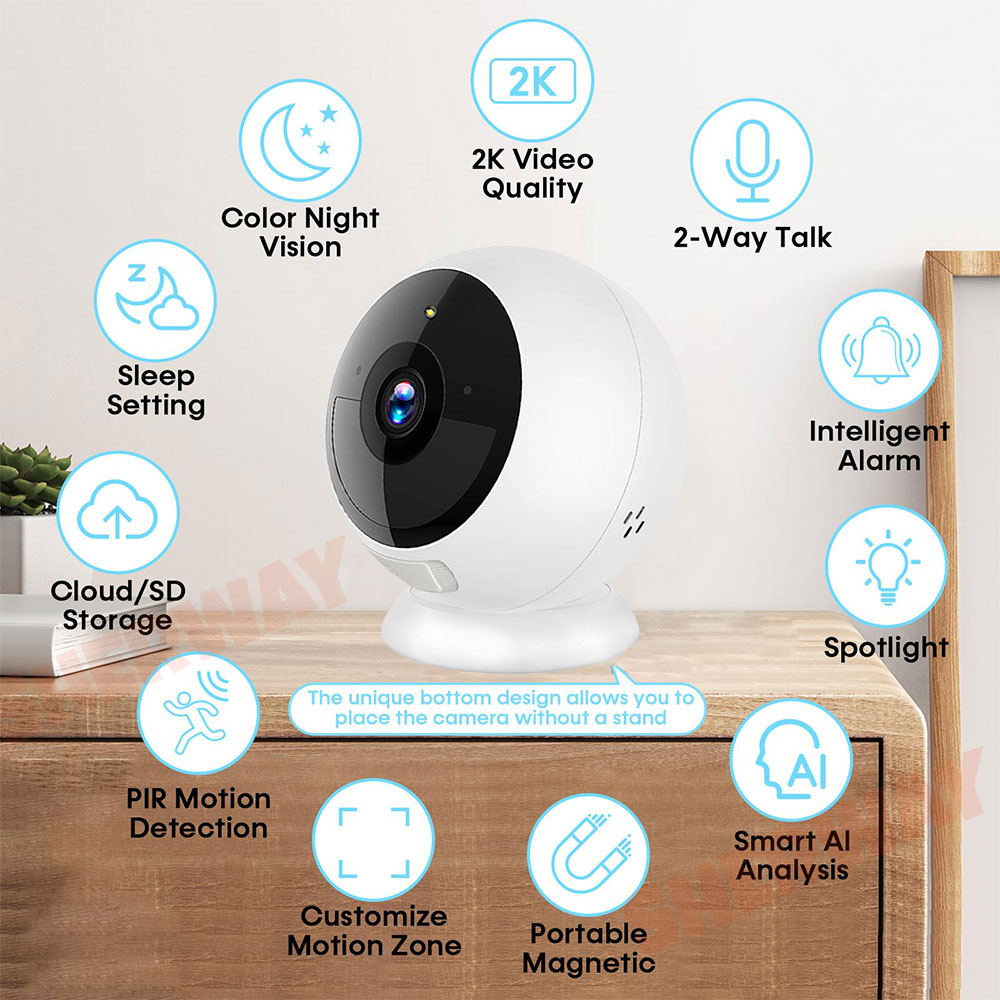 5MP 2K 磁気バッテリーセキュリティカメラ ワイヤレスW - Home Security Monitoring Service のレビューと価格
