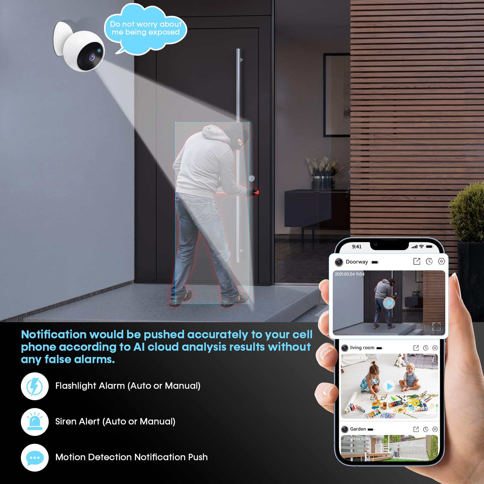 5MP 2K 磁気バッテリーセキュリティカメラ ワイヤレスW - Home Security Monitoring Service のレビューと価格