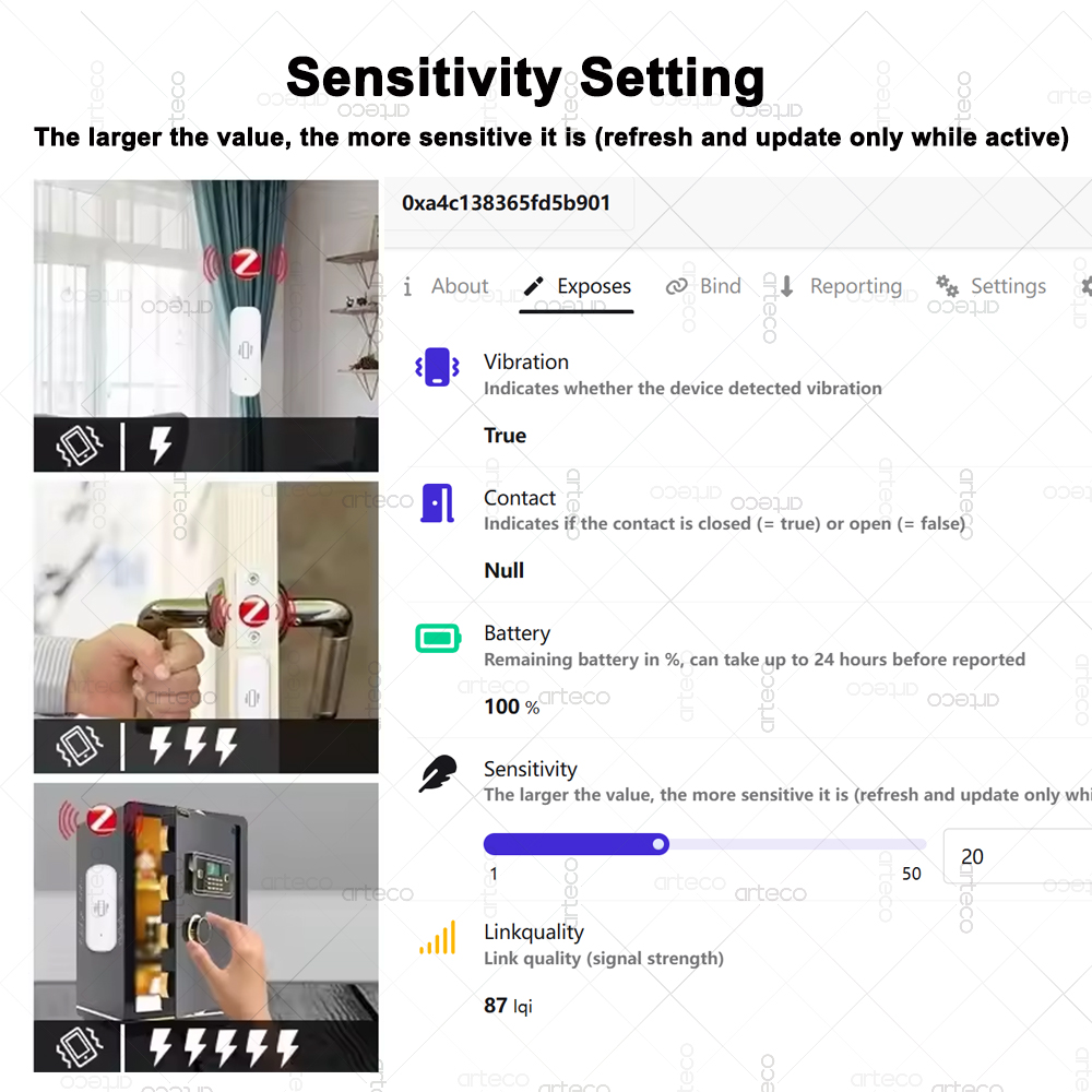 ZigBee スマート振動センサー リアルタイム振動モニター - Home Security With Monitoring のレビューと価格