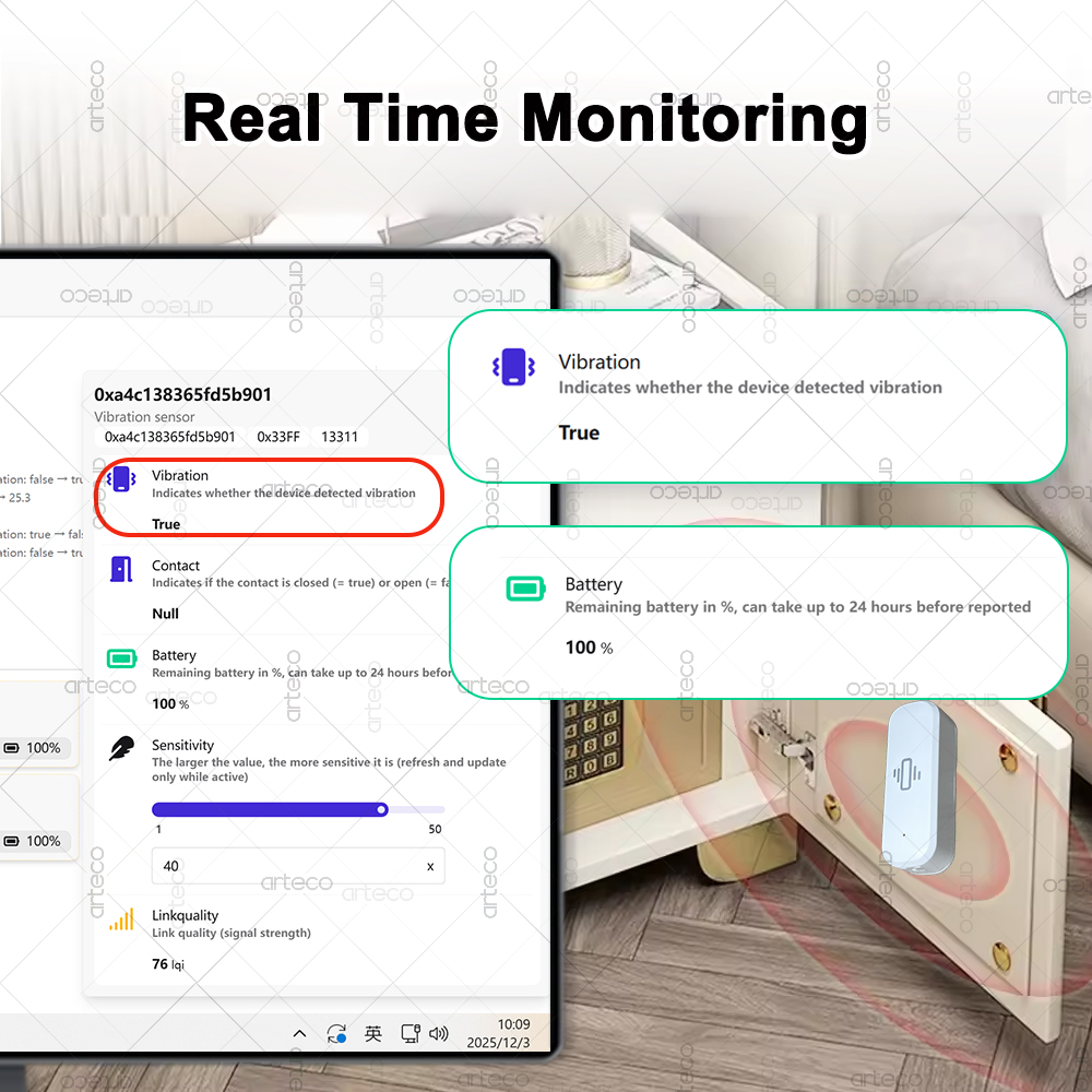 ZigBee スマート振動センサー リアルタイム振動モニター - Home Security With Monitoring のレビューと価格