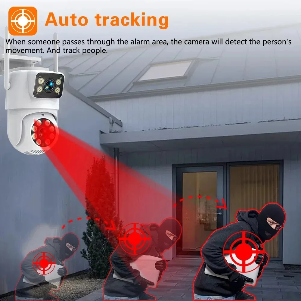 10チャンネルCCTVセキュリティ4KデュアルレンズPTZカ - Home Security With Monitoring のレビューと価格