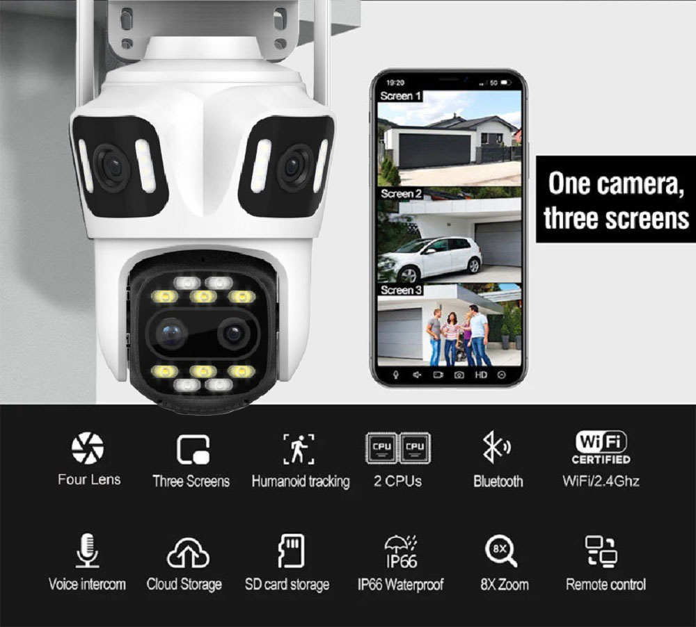 Uzoom 10K 16MP 屋外 PTZ WIFI IP  - Home Security Monitoring Service のレビューと価格