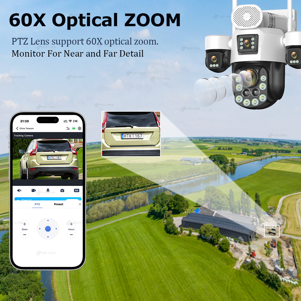AOV 四眼レンズ屋外監視ソーラーカメラ 20MP 4G S - Home Security La のレビューと価格