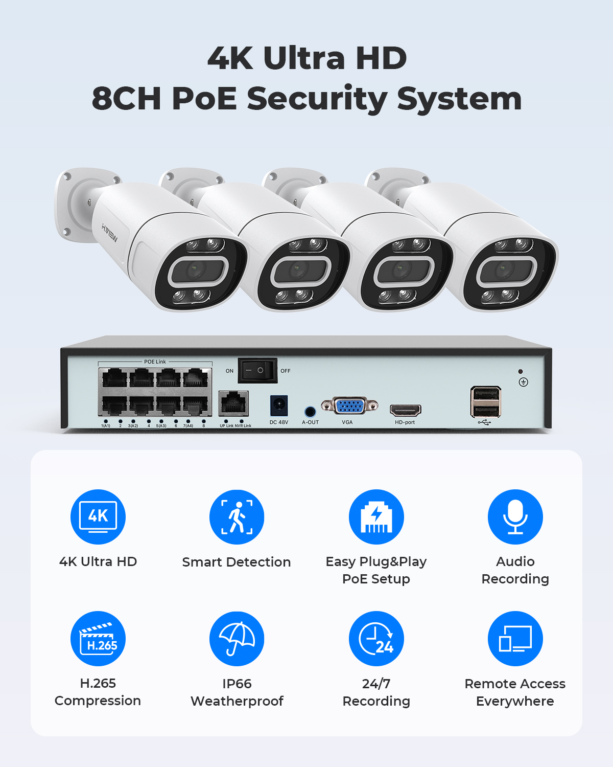 H.View 4K 5Mp 8Mp PoE CCTVセキュリ - Home Security La のレビューと価格