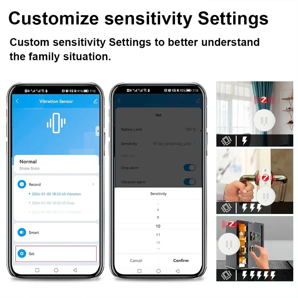 Tuya ZigBee スマート振動＆傾斜センサー ホームセ - Home Security With Monitoring のレビューと価格