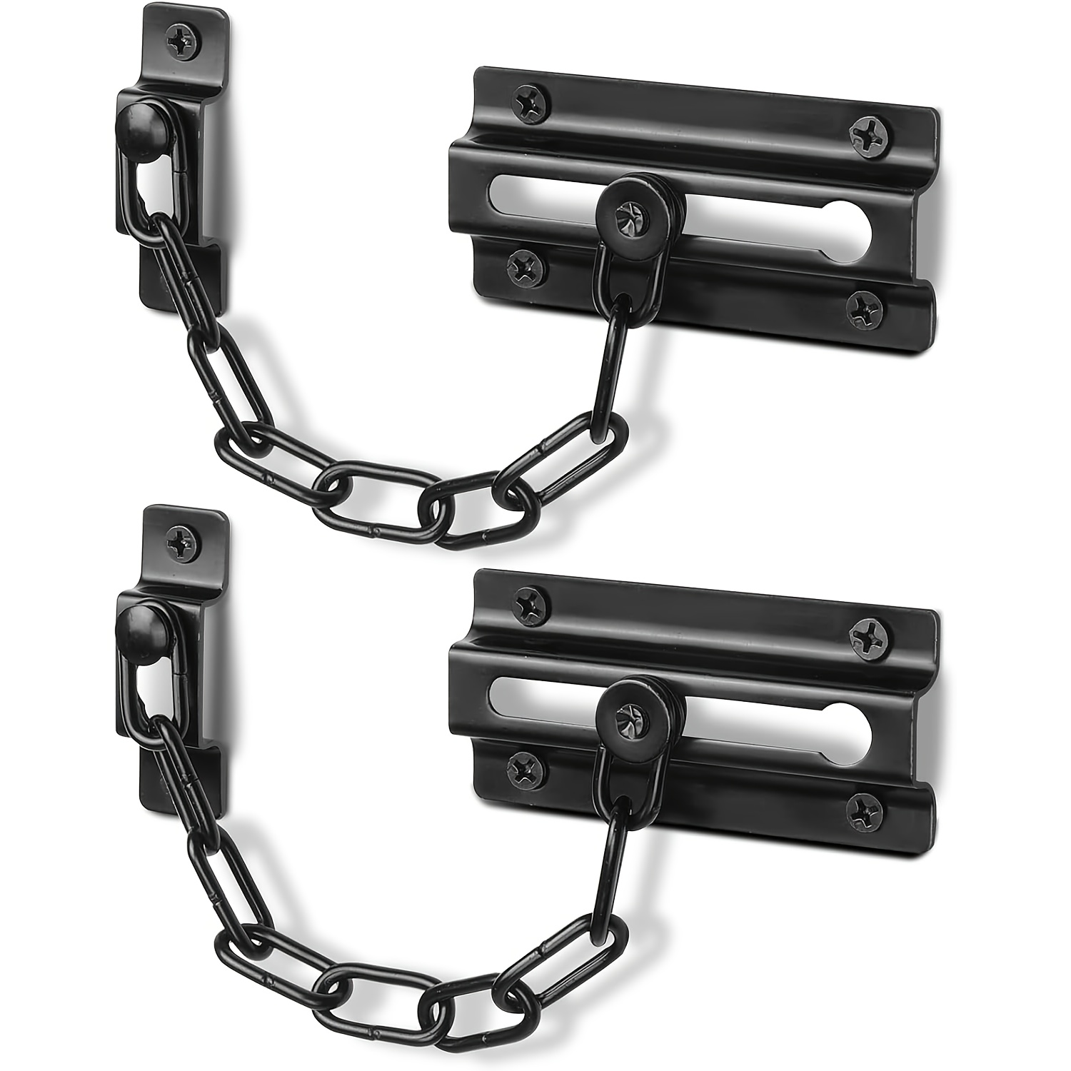 2パック ドアチェーンロック ブラック、室内ドア用セキュリテ - Door Chain Guard のレビューと価格