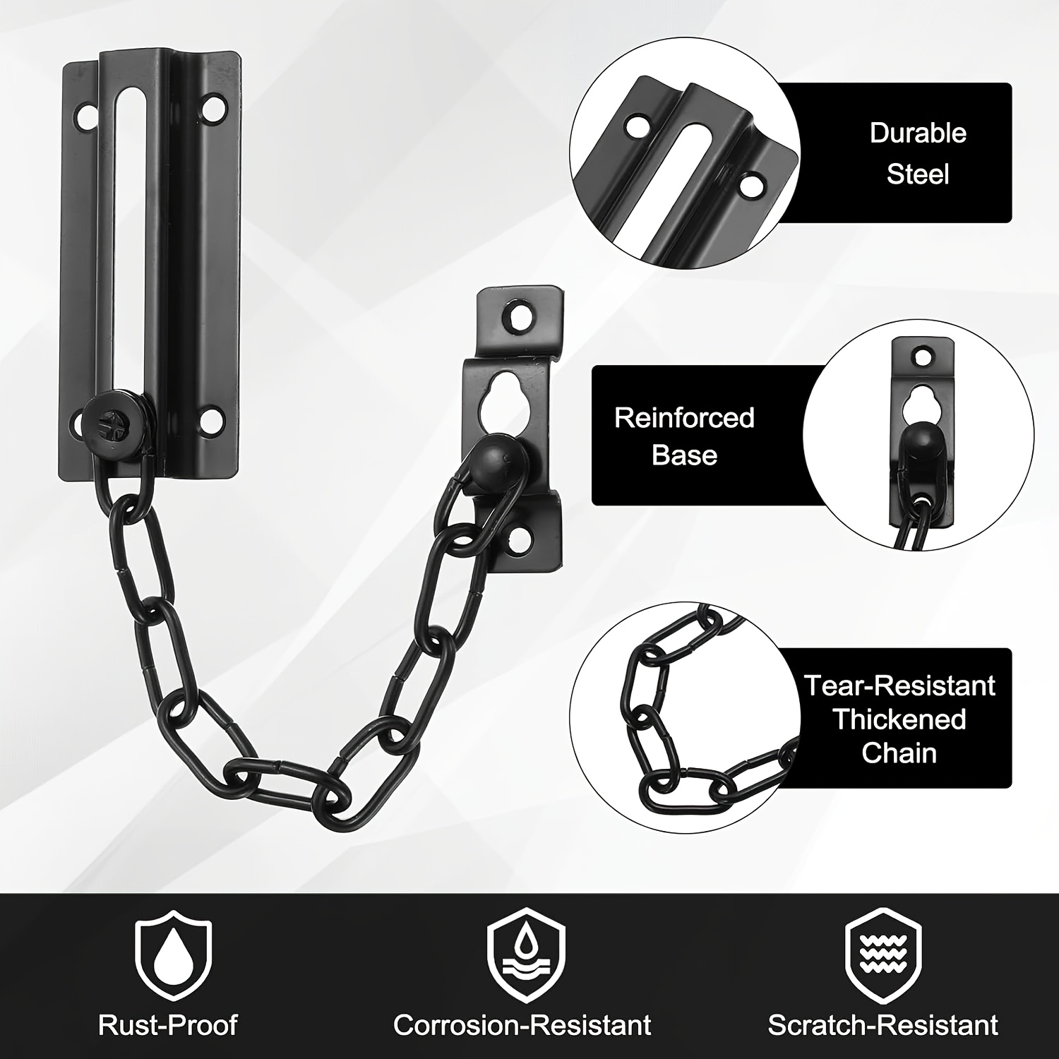 2パック ドアチェーンロック ブラック、室内ドア用セキュリテ - Door Chain Guard のレビューと価格