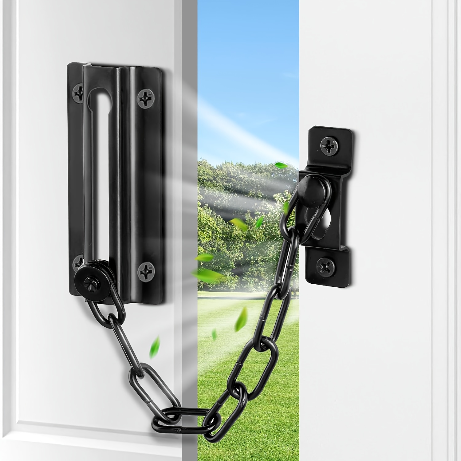 2パック ドアチェーンロック ブラック、室内ドア用セキュリテ - Door Chain Guard のレビューと価格