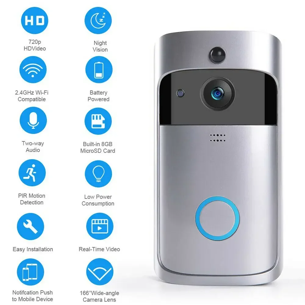 720P HD スマートホームワイヤレス WIFI ドアベル - Home Security Monitoring Service のレビューと価格