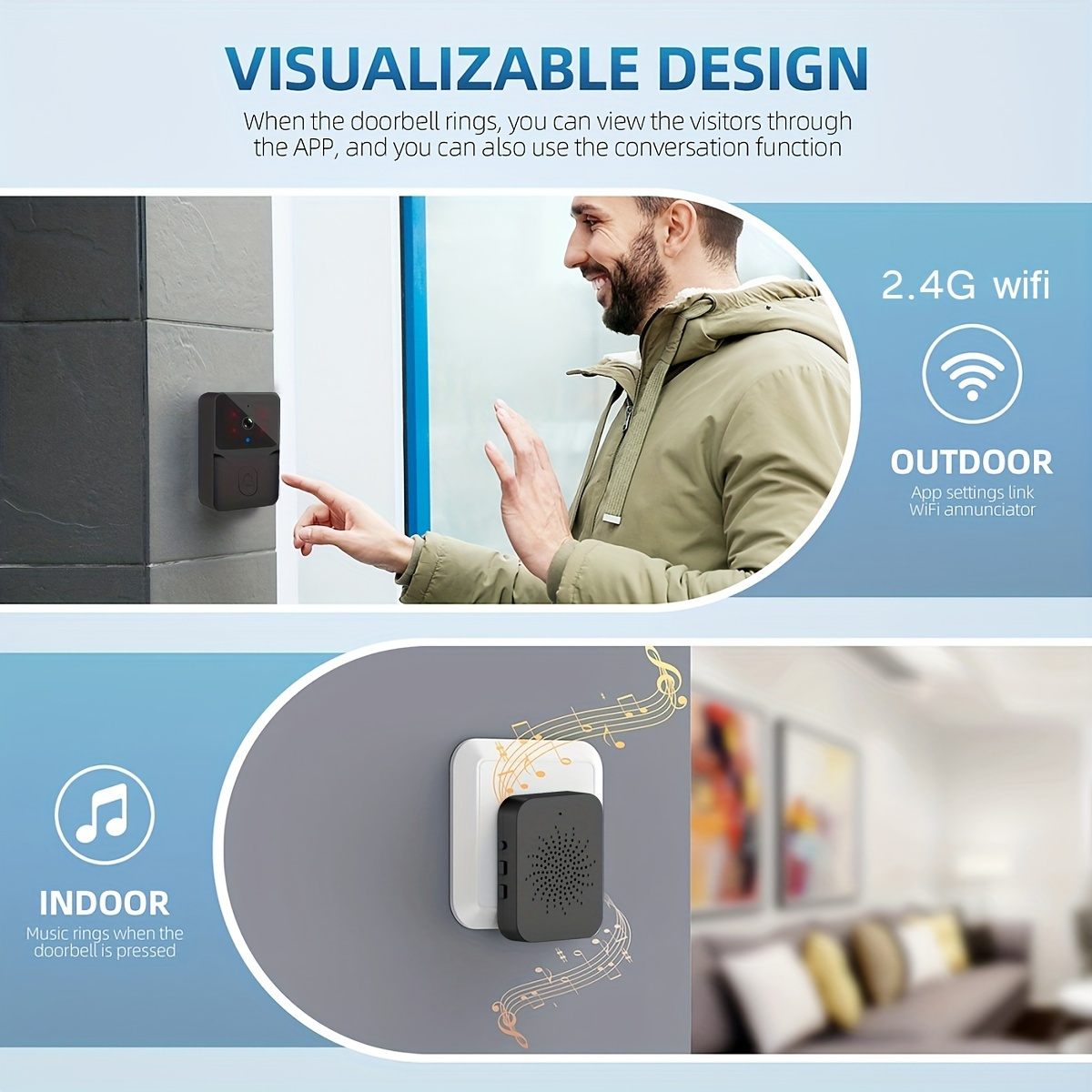 Tuya ワイヤレススマートビデオドアベル、2.4G WiF - Home Security Monitoring Service のレビューと価格